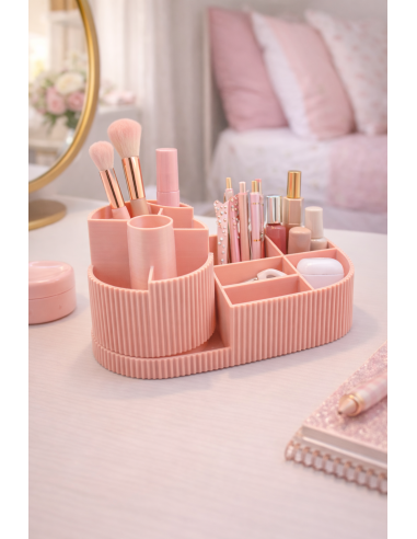 Cosmetics Organizer Pink – Ribbed Design...