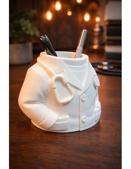 Doctor Pen Holder – White Medical Jacket with Stethoscope