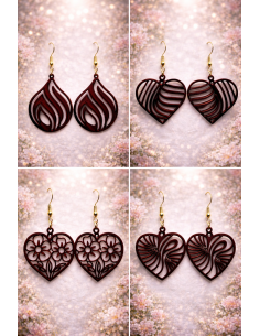 3D Printed Earrings – Mahogany Wood Look 9 Designs