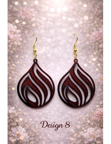 3D Printed Earrings – Mahogany Wood Look 9 Designs