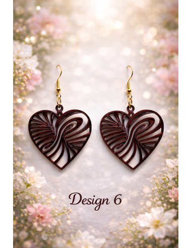 3D Printed Earrings – Mahogany Wood Look 9 Designs