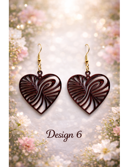3D Printed Earrings – Mahogany Wood Look 9 Designs