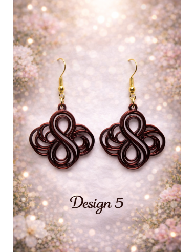 3D Printed Earrings – Mahogany Wood Look 9 Designs