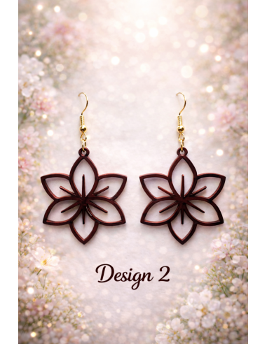 3D Printed Earrings – Mahogany Wood Look 9 Designs