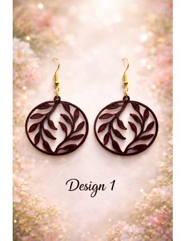 3D Printed Earrings – Mahogany Wood Look 9 Designs