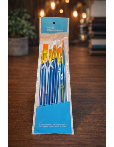Brush Set 10 Pieces - Blue Handle - Various...
