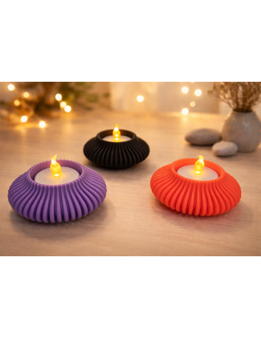 Tea Light Holder 8cm – Sort (inkl. LED fyrfadslys)