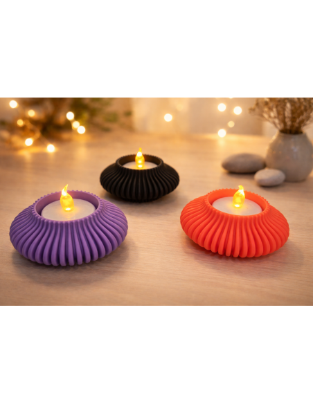 Tea Light Holder 8cm – Sort (inkl. LED fyrfadslys)