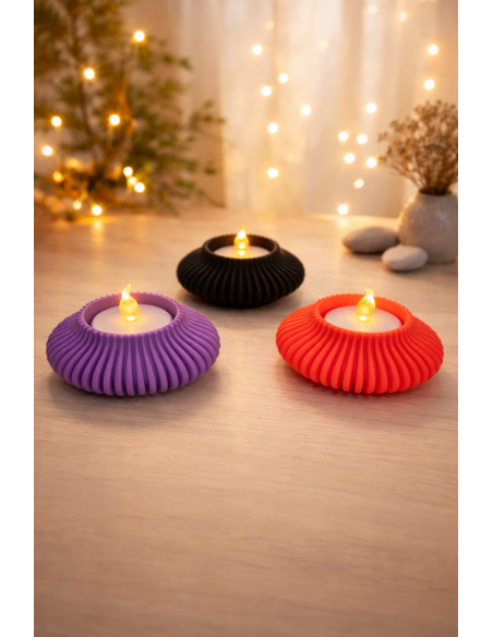 Tea Light Holder 8cm – Sort (inkl. LED fyrfadslys)